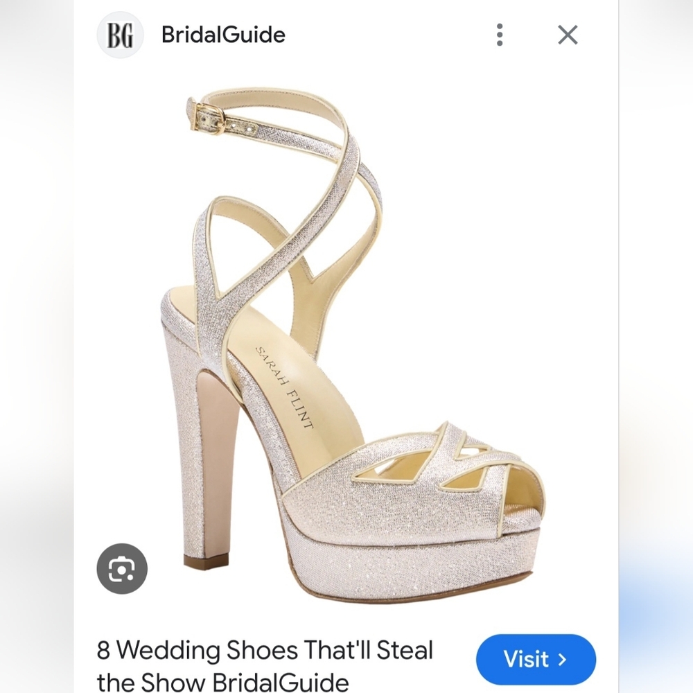 ASO Bridal Guide Sarah Flint Glitter Champagne Platform Ankle-Strap Sandal